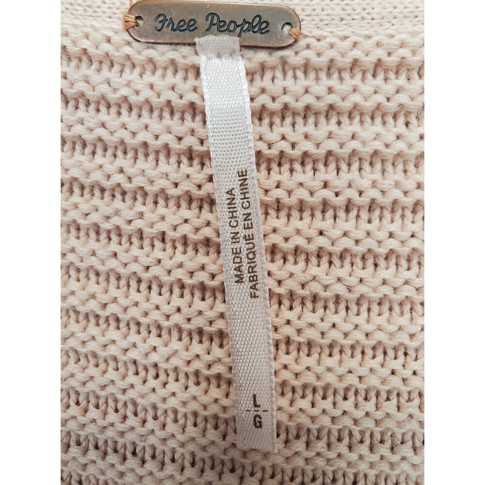 Free People La Brea Oversized Ribbed Drop Shoulder V-Neck Sweater Tunic Size L - Picture 3 of 6